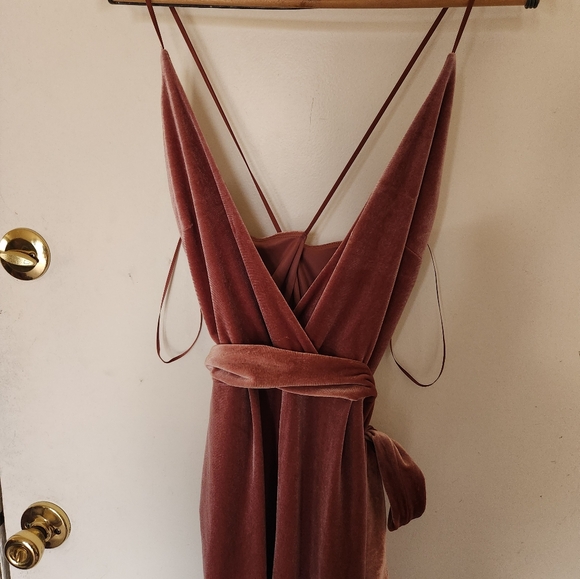 Express Pants - Express Velvet Jumpsuit, Dusty Pink 8 NWT